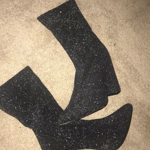 Black/silver booties from shoedazzle.Never worm